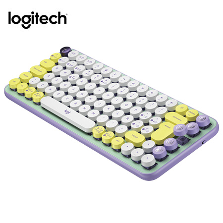 TECLADO LOGITECH POP KEYS MULTI-DEVICE WIRELESS/BT FRESH VIBES LILA/GREEN (920-010714)-P